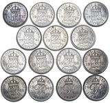 1937 - 1951 High Grade Sixpences Lot (15 Coins) - British Silver Date Run