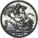 1891 Crown - Victoria British Silver Coin - Very Nice