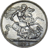 1897 LXI Crown - Victoria British Silver Coin - Very Nice