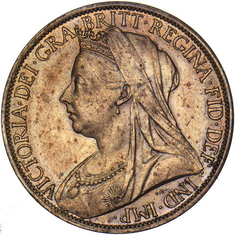 1897 Penny - Victoria British Bronze Coin - Very Nice