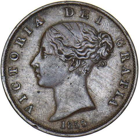 1855 Halfpenny - Victoria British Copper Coin - Nice