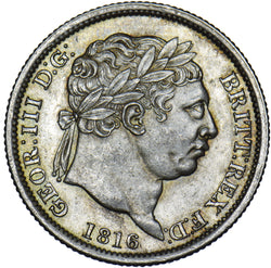 1816 Shilling - George III British Silver Coin - Very Nice