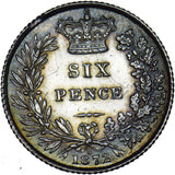 1872 Sixpence (Die no. 8) - Victoria British Silver Coin - Very Nice