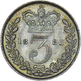 1886 Threepence - Victoria British Silver Coin - Superb