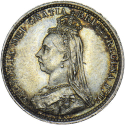 1887 Threepence - Victoria British Silver Coin - Superb