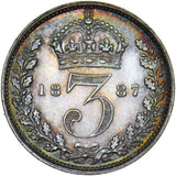 1887 Threepence - Victoria British Silver Coin - Superb