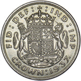 1937 Crown - George VI British Silver Coin - Very Nice