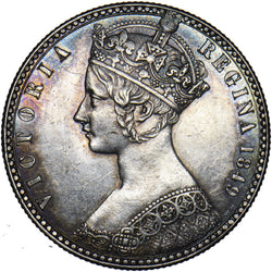 1849 Godless Florin - Victoria British Silver Coin - Very Nice