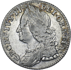 1757 Sixpence - George II British Silver Coin - Nice