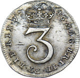 1746 Threepence (6 Over 3) - George II British Silver Coin - Very Nice