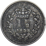 1838 Threehalfpence - Victoria British Silver Coin - Nice