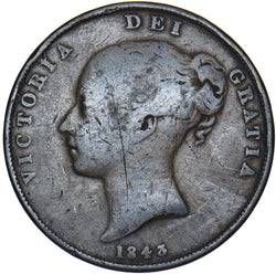 1843 Penny - Victoria British Copper Coin