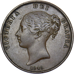 1848 Penny - Victoria British Copper Coin - Nice