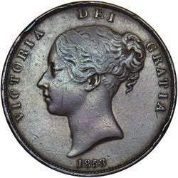 1853 Penny (OT) - Victoria British Copper Coin - Nice