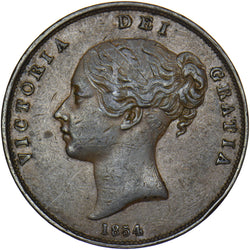 1854 Penny (PT) - Victoria British Copper Coin - Nice