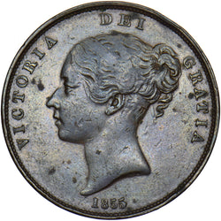 1855 Penny (PT) - Victoria British Copper Coin - Nice