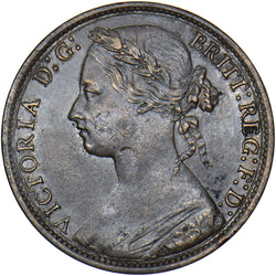 1874 Penny (F78 - Rare) - Victoria British Bronze Coin - Nice