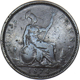 1874 H Penny (F69 - Very Rare) - Victoria British Bronze Coin