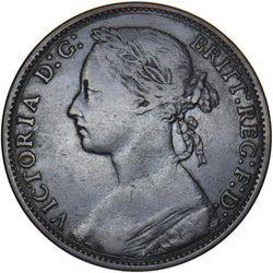 1881 Penny (F107 - Scarce) - Victoria British Bronze Coin - Nice