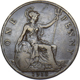 1913 Penny (F175 1+B Rare.) - George V British Bronze Coin