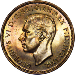 1937 Proof Penny (F218) - George VI British Bronze Coin - Superb