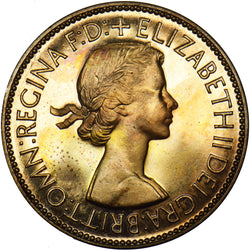 1953 Proof Penny - Elizabeth II British Bronze Coin - Superb