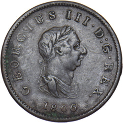 1806 Halfpenny - George III British Copper Coin