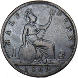 1869 Halfpenny - Victoria British Bronze Coin