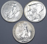 2002 - 2004 1oz Silver Bullion British Britannia Lot (3 Coins) - Date Run