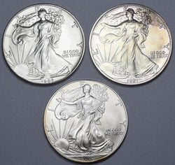 1986 - 2002 1oz Silver Bullion USA Eagle Lot (3 Coins)