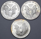 1986 - 2002 1oz Silver Bullion USA Eagle Lot (3 Coins)