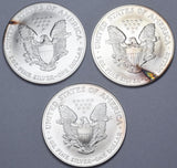 2001 - 2003 1oz Silver Bullion USA Eagle Lot (3 Coins) - Date Run