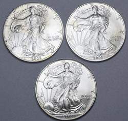 2002 - 2005 1oz Silver Bullion USA Eagle Lot (3 Coins)