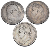 1819 - 1822 Crowns Lot (3 Coins) - British Silver Coins - All Different