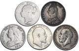 1881 - 1915 Halfcrowns Lot (5 Coins) - British Silver Coins - All Different