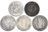 1881 - 1915 Halfcrowns Lot (5 Coins) - British Silver Coins - All Different