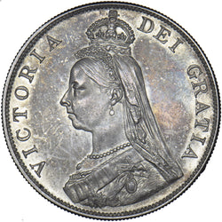 1887 Double Florin (Arabic 1) - Victoria British Silver Coin - Very Nice