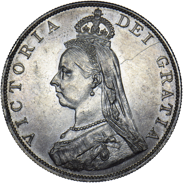 1887 Double Florin (Roman 1) - Victoria British Silver Coin - Very Nice
