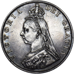 1887 Double Florin (Roman 1) - Victoria British Silver Coin - Very Nice