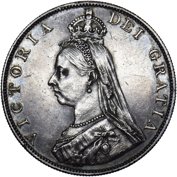 1887 Double Florin (Roman 1) - Victoria British Silver Coin - Very Nice