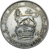 1916 Shilling - George V British Silver Coin - Very Nice