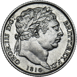 1816 Sixpence - George III British Silver Coin - Nice
