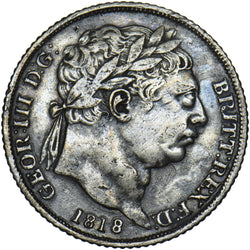 1818 Sixpence - George III British Silver Coin - Nice