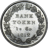 1812 Eighteenpence Bank Token - George III British Silver Coin - Superb