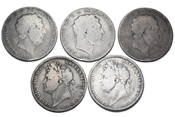 1818 - 1822 Crowns Lot (5 Coins) - British Silver Coins - Date Run