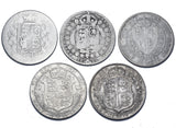 1874 - 1916 Halfcrowns Lot (5 Coins) - British Silver Coins - Different Types