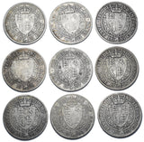 1893 - 1901 Halfcrowns Lot (9 Coins) - Victoria British Silver Coins - Date Run