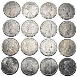 1953 - 1970 Florins Lot (16 Coins) - Elizabeth II British Coins - Date Run