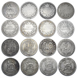 1826 - 1916 Shillings Lot (16 Coins) - British Silver Coins - All Different