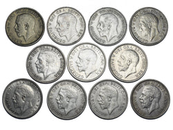 1920 - 1936 Shillings Lot (11 Coins) - British Silver Coins - Better Grades